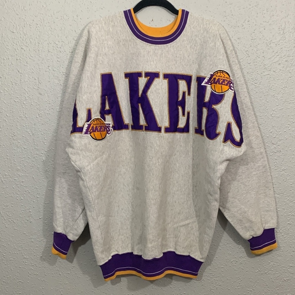Legends Athletic USA Los Angeles Lakers Vtg Banded Embroidered Sweatshirt size L